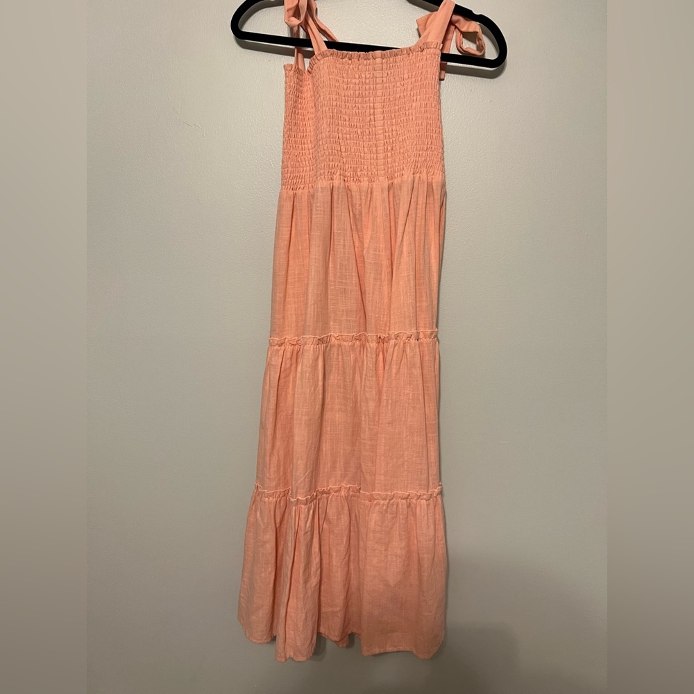 Pink Lily Coral maxi dress smocked